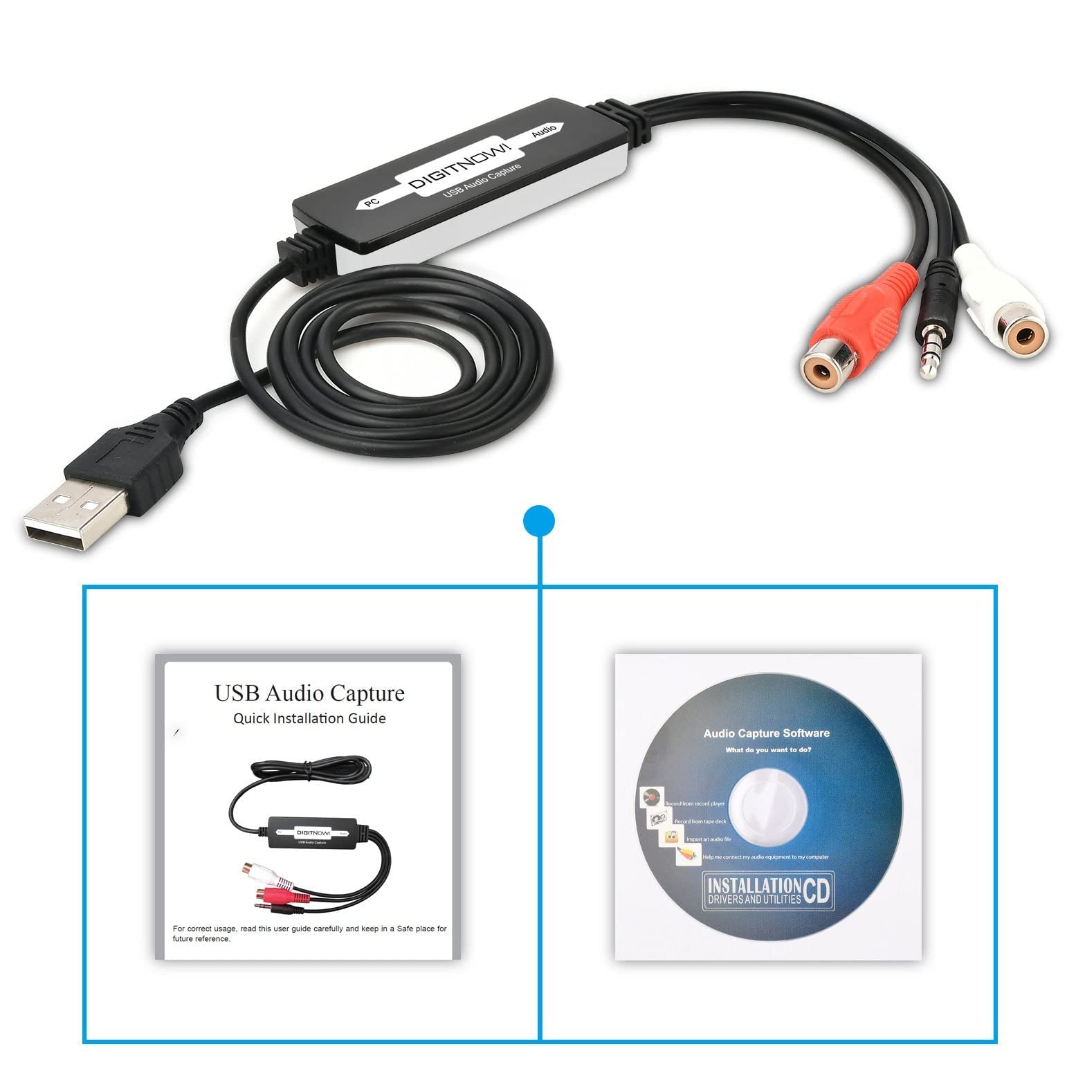 Placa de captura de áudio USB para fitas cassete de vinil para
